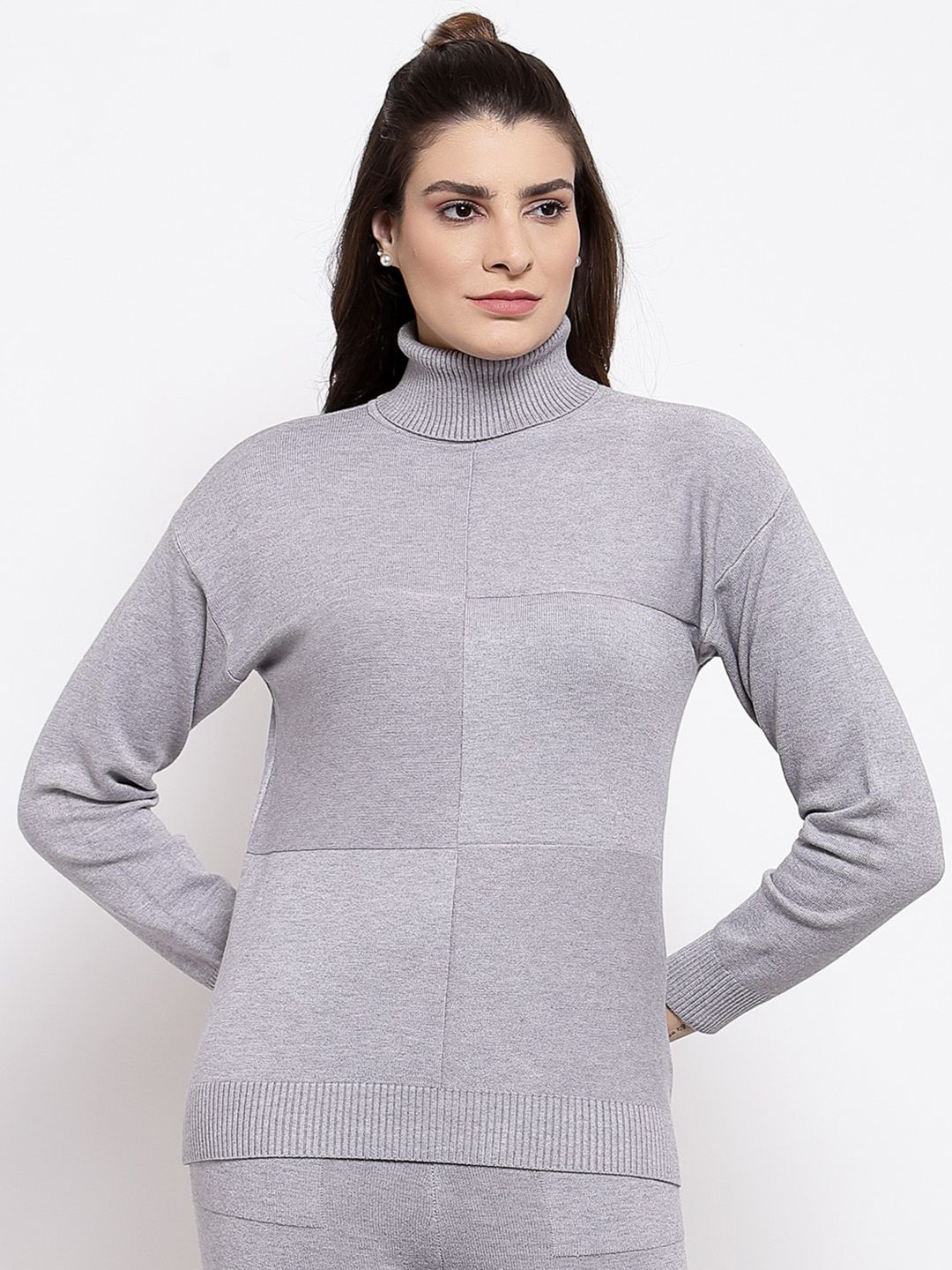 Mafadeny Women Grey Pullover Sweater Price in India