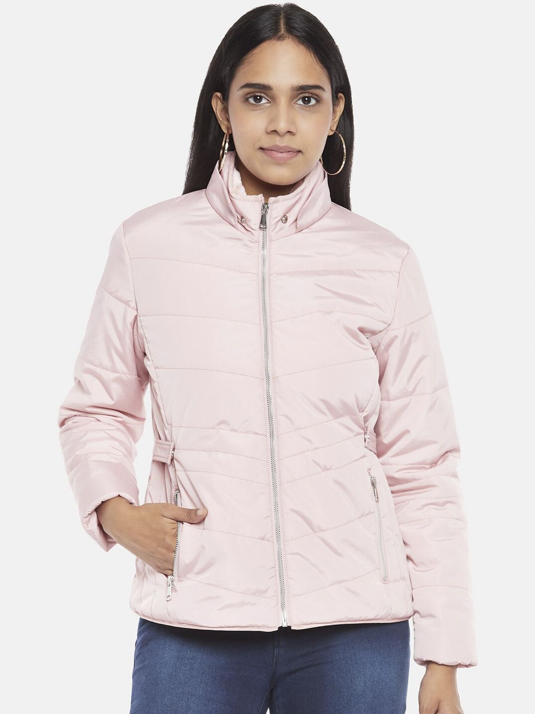 Honey by Pantaloons Women Pink Solid Puffer Jacket Price in India