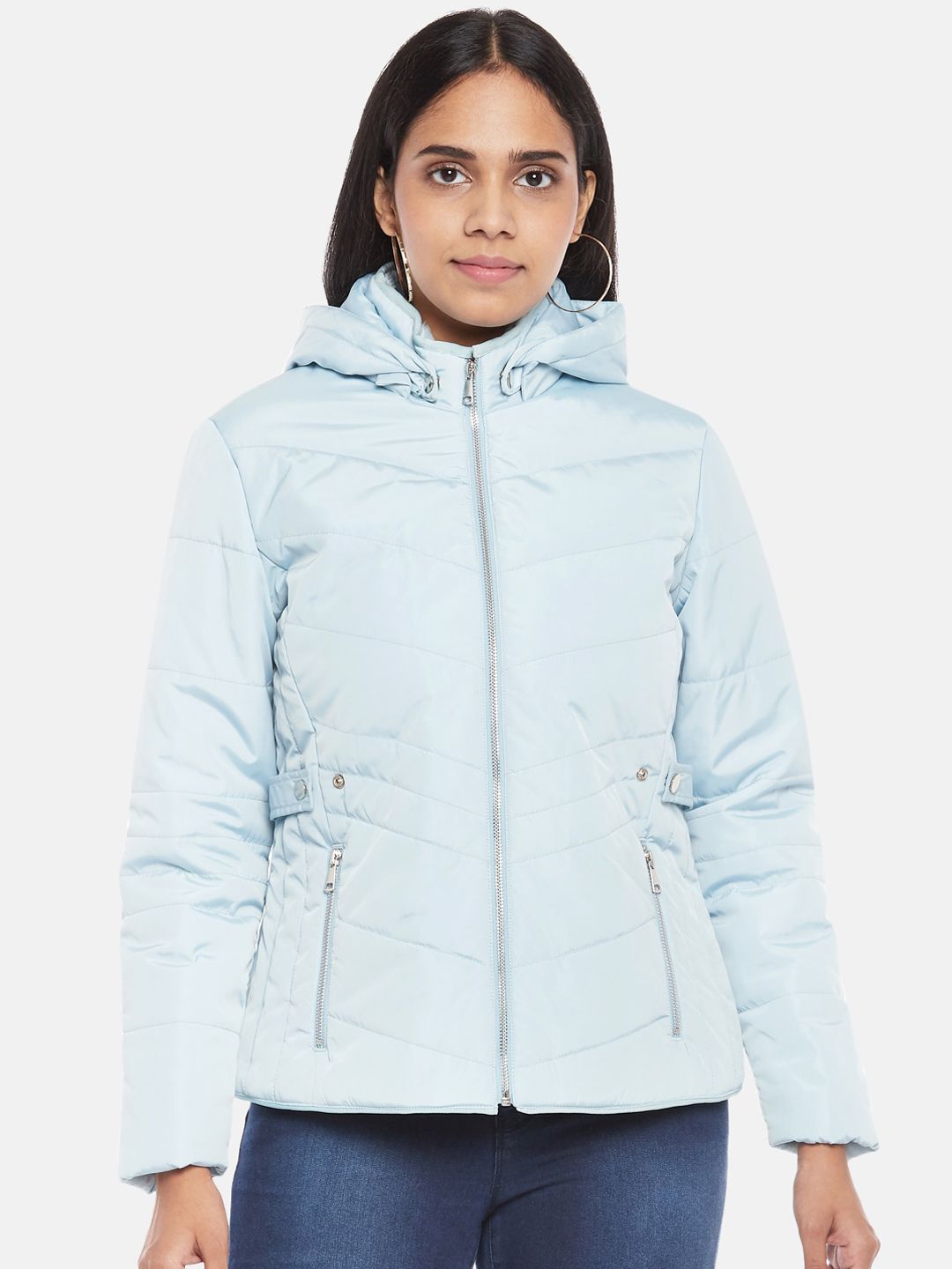 Honey by Pantaloons Women Blue Puffer Jacket Price in India