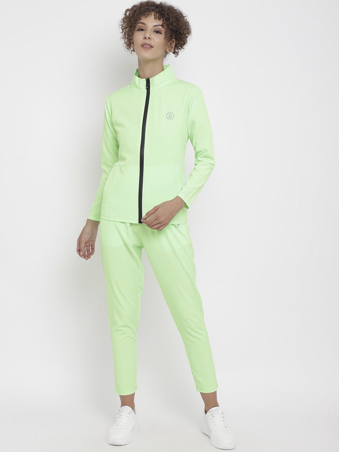 Chkokko Women Fluorescent Green Solid Tracksuit Price in India