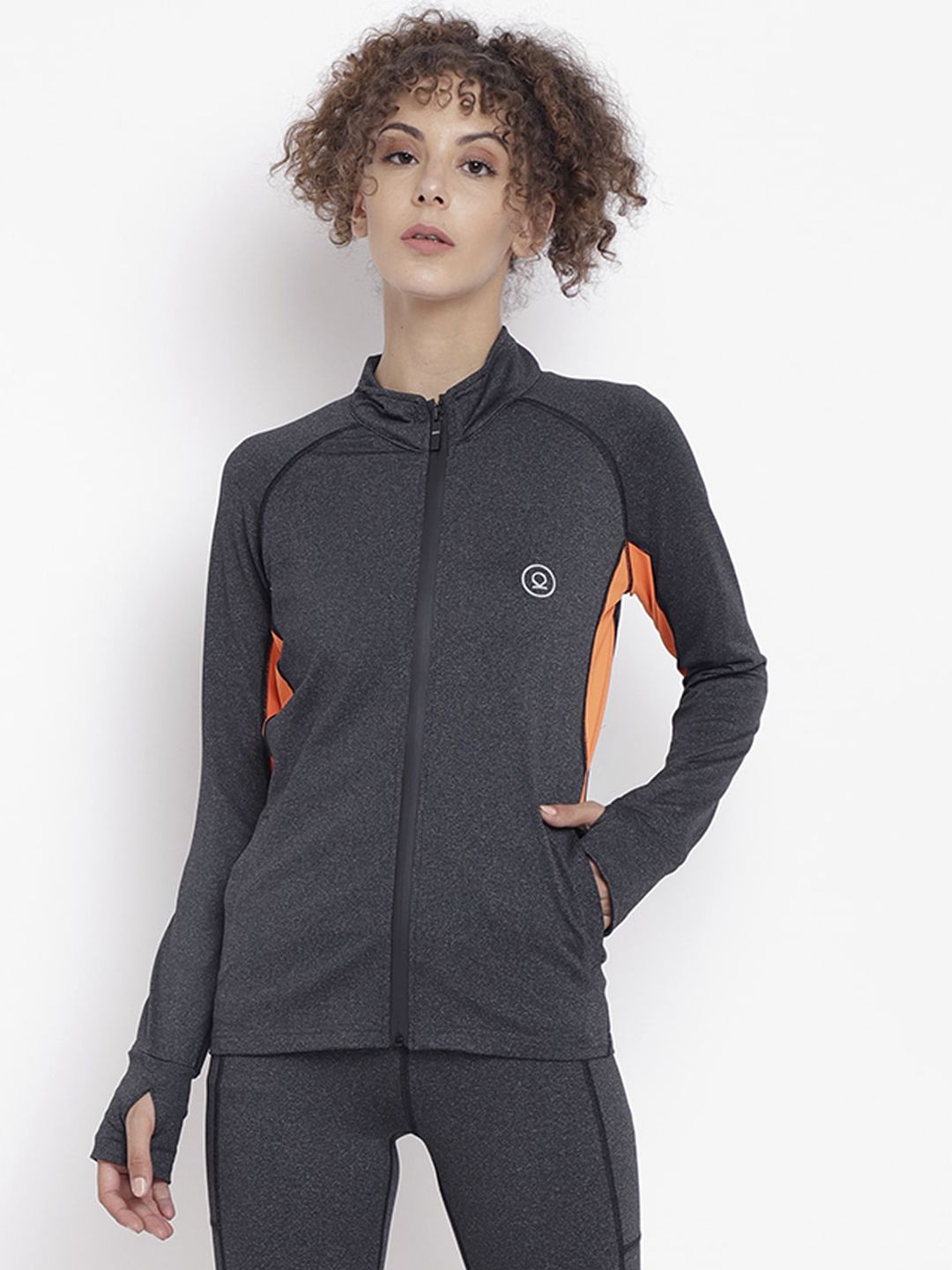 Chkokko Women Grey Melange Sporty Jacket Price in India