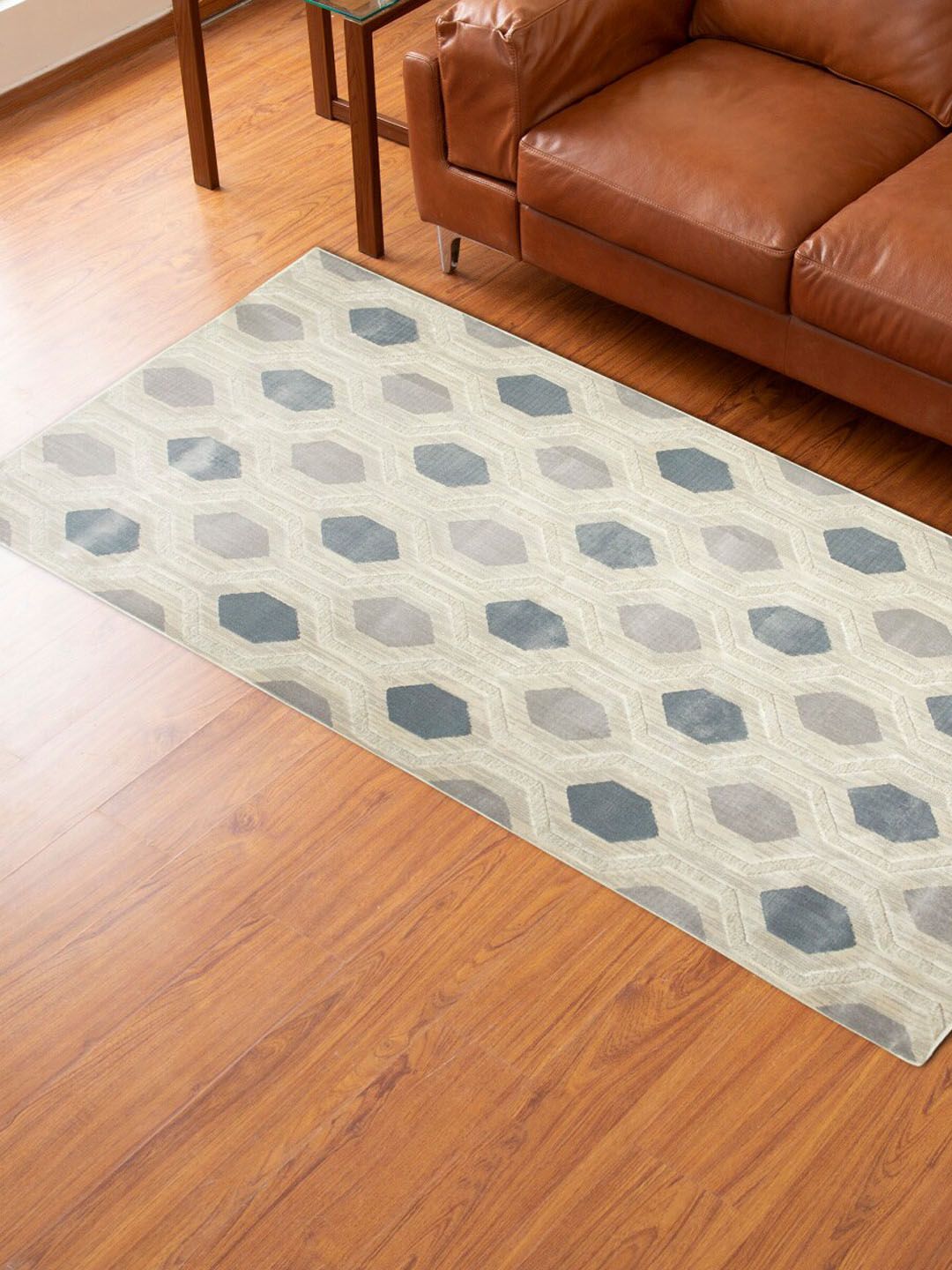 Home Centre Beige & Grey Textured Woven Runner Price in India