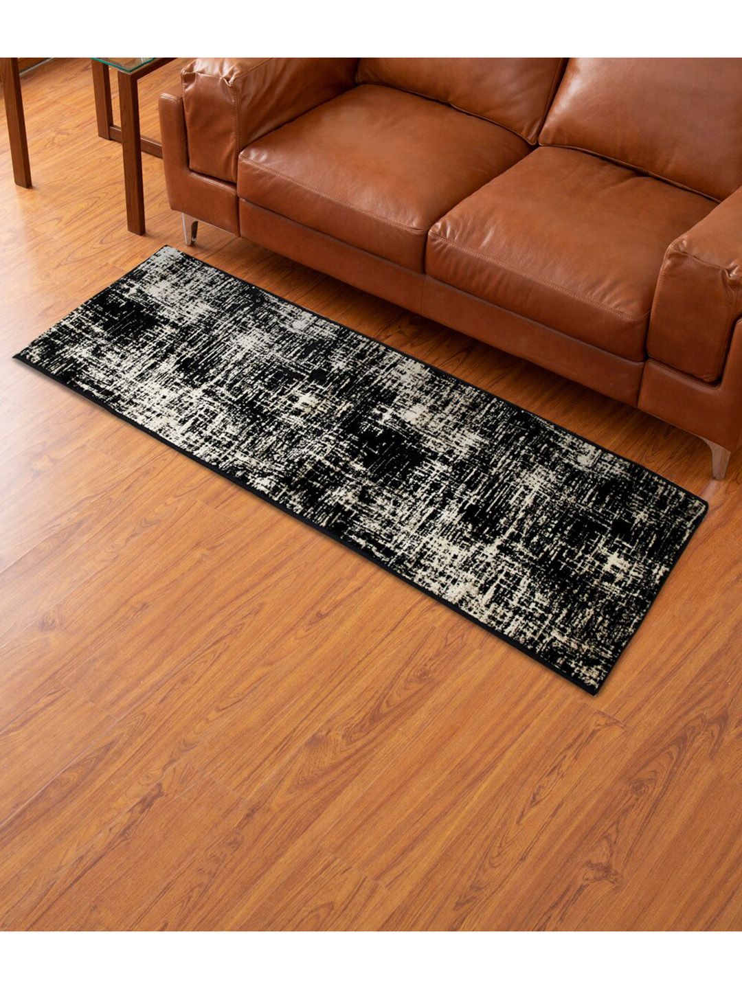 Home Centre Black & Grey Textured Woven Runner Price in India