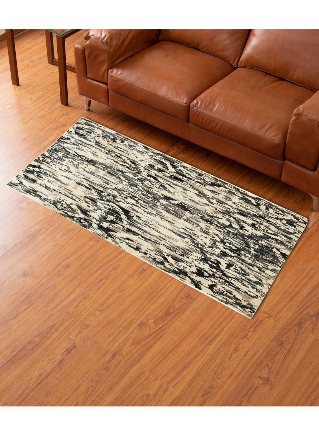Home Centre Grey Geometric Printed Anti-Skid Carpet Price in India