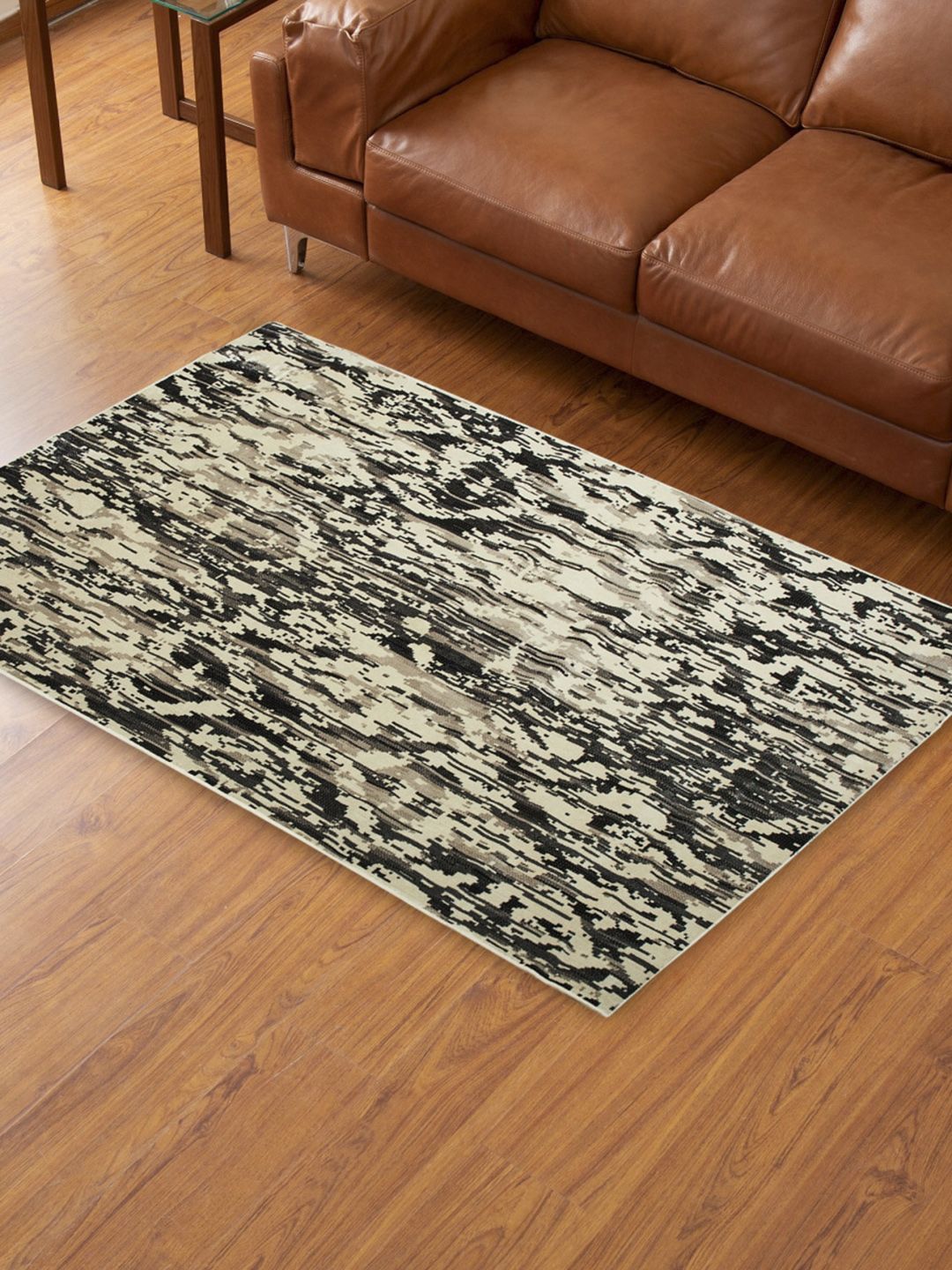 Home Centre Brown & White Textured Woven Anti-Skid Carpet Price in India