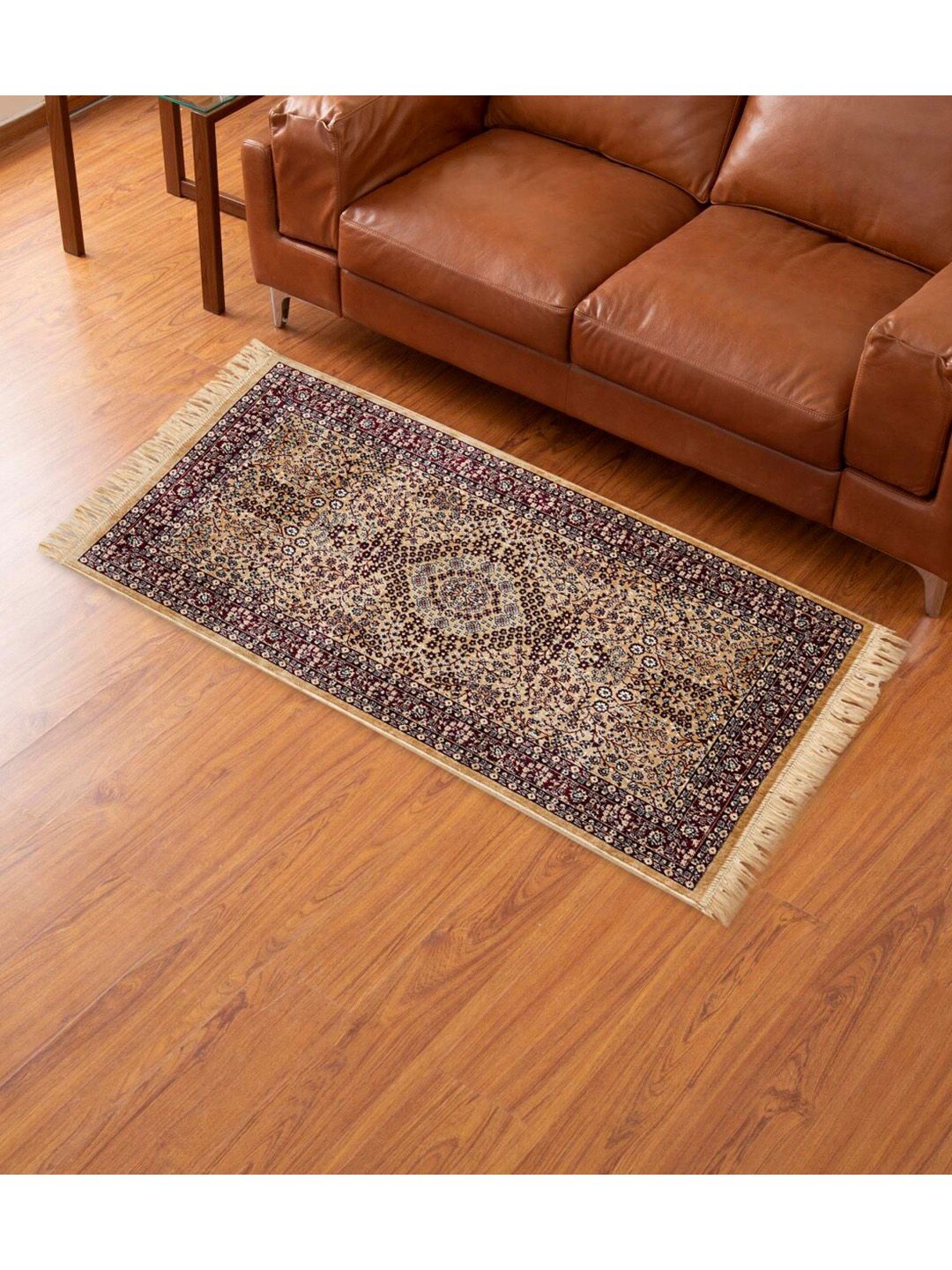Home Centre Brown Geometric Printed Anti-Skid Carpet Price in India