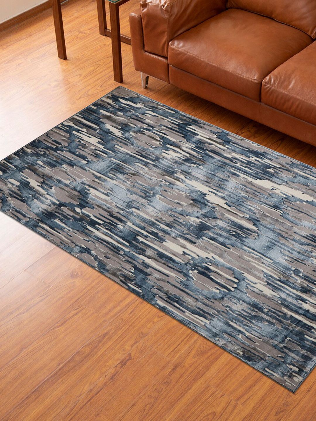 Home Centre Blue Geometric Anti-Skid Carpet Price in India