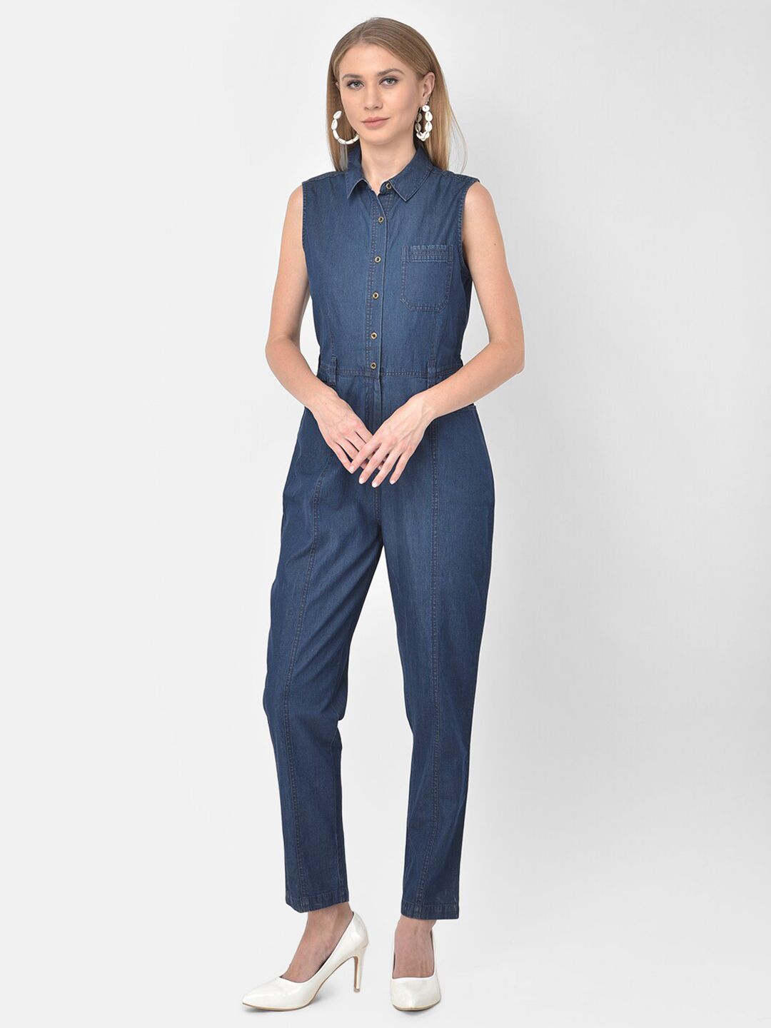 Latin Quarters Blue Denim Basic Jumpsuit Price in India