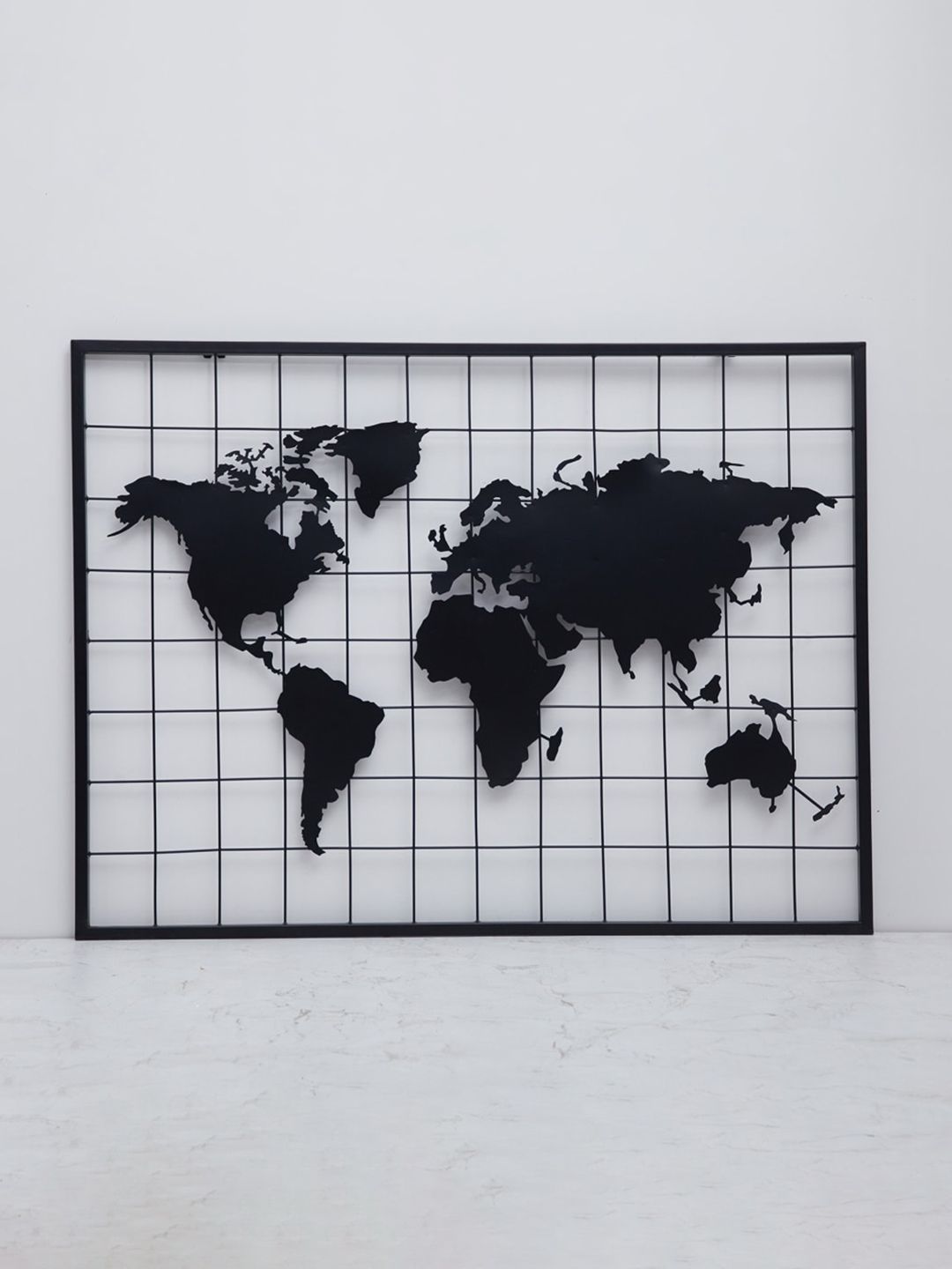 Home Centre Black Solid Map Metal Wall Decor Price in India