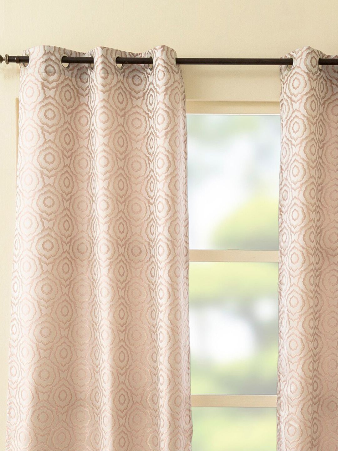 Home Centre Peach-Coloured & Beige Set of 2 Floral Long Door Curtains Price in India