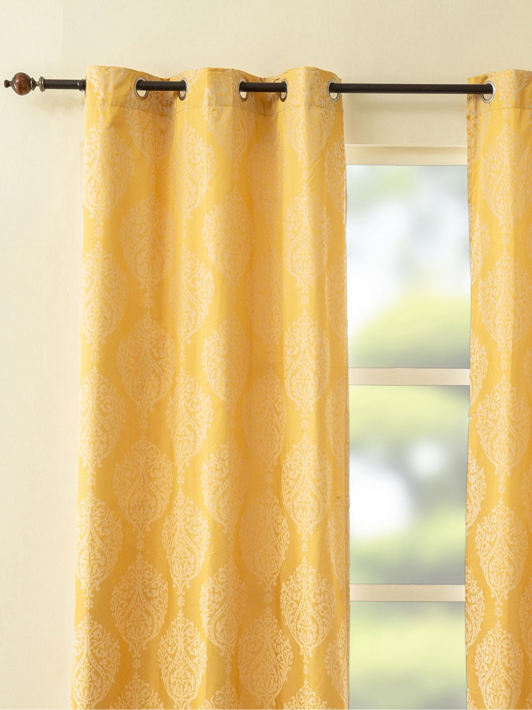 Home Centre Yellow Set of 2 Ethnic Motifs Window Curtains Price in India