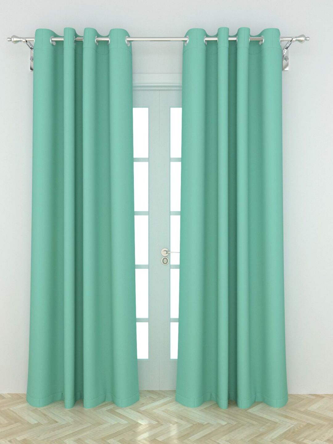 Home Centre Green Set of 2 Long Door Curtains Price in India
