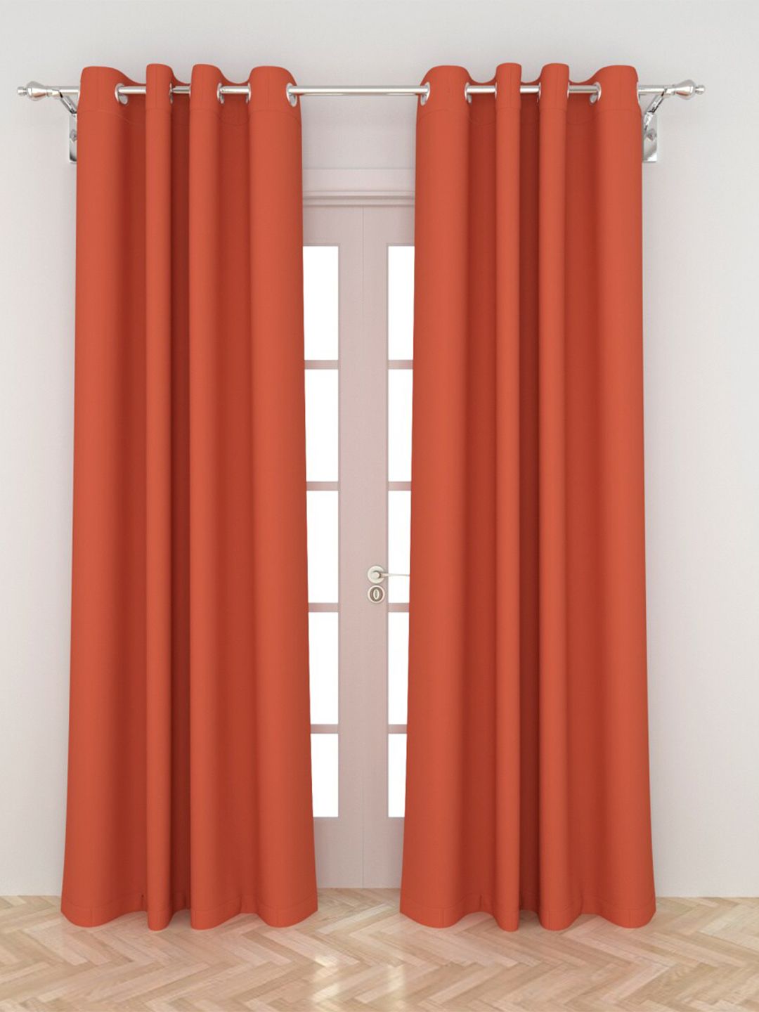 Home Centre Orange Set of 2 Long Door Curtains Price in India