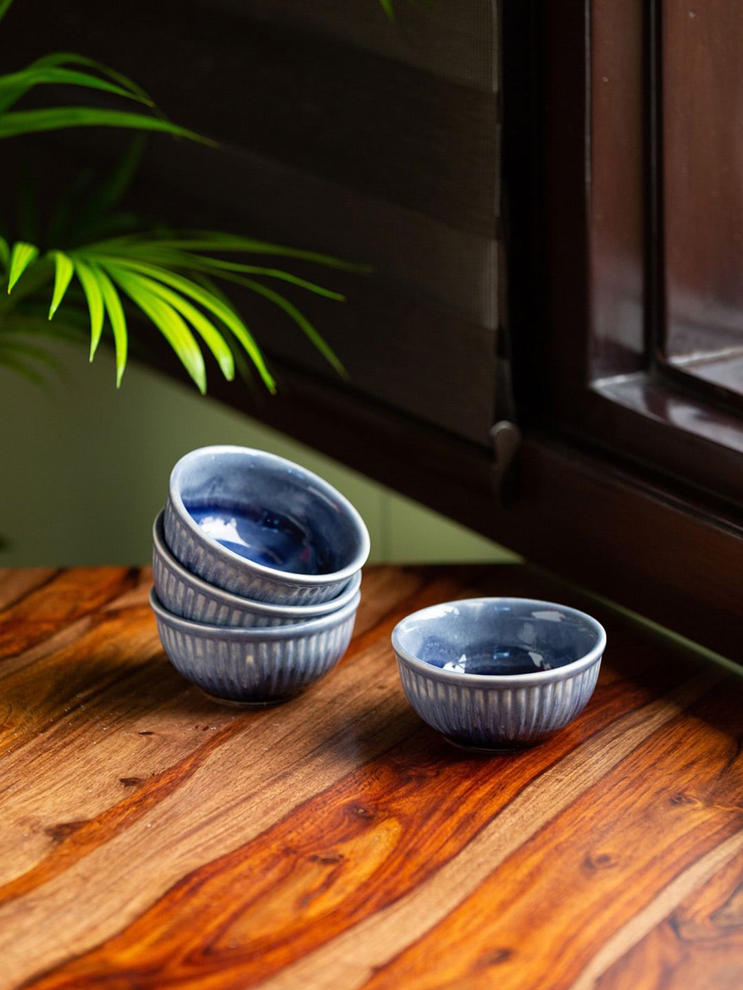 ExclusiveLane Blue Set of 4 Pieces Ceramic Dinner Bowls Price in India