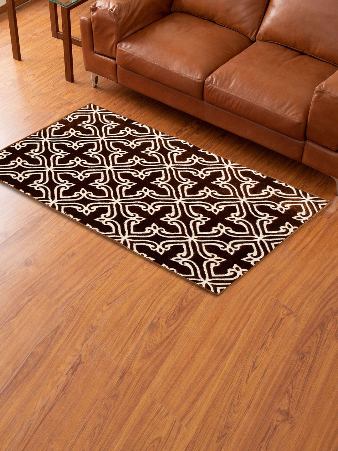 Home Centre Brown Winsor Chenille Printed Polypropylene Dhurrie Price in India