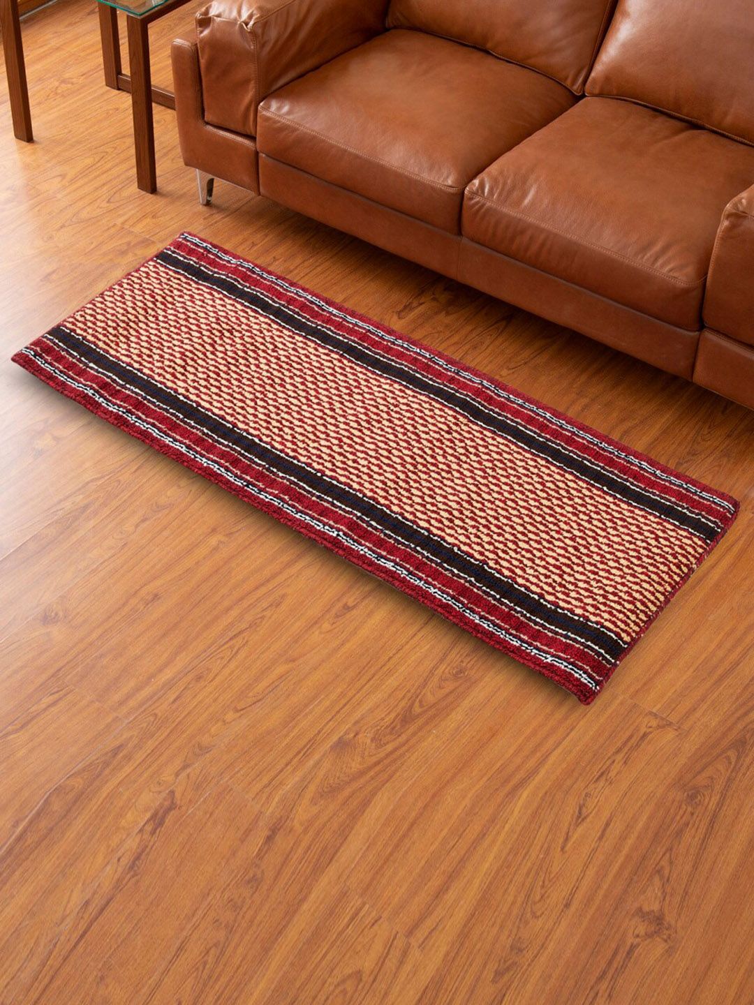Home Centre Red & Black Textured Floor Runner Price in India