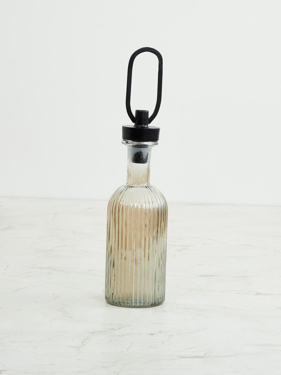 Home Centre Silver-Toned & Black Textured Glass Bottle Price in India