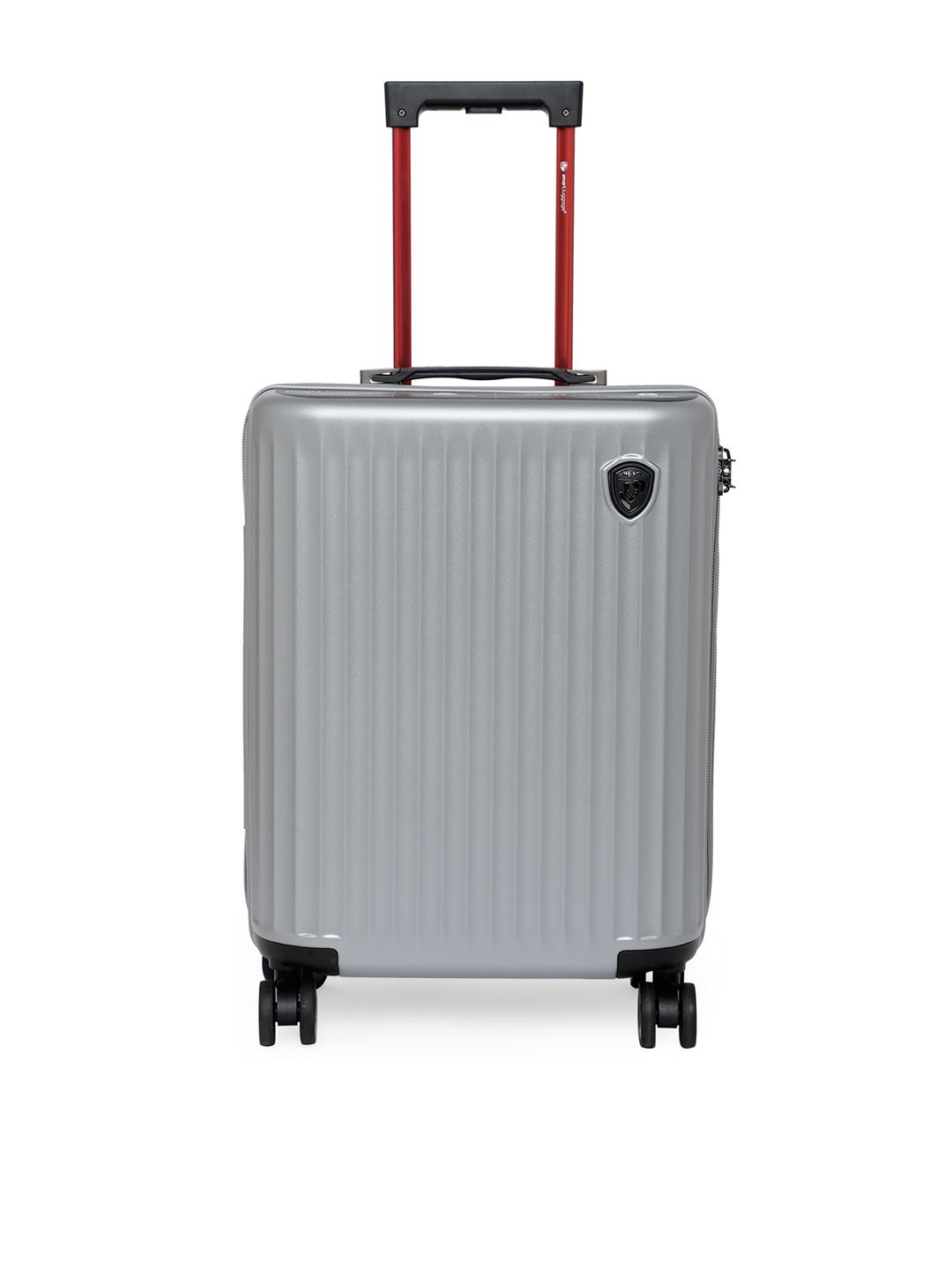 Heys Silver Toned Solid Hard-Sided Cabin Trolley Suitcase With Bluetooth TSA Lock Price in India