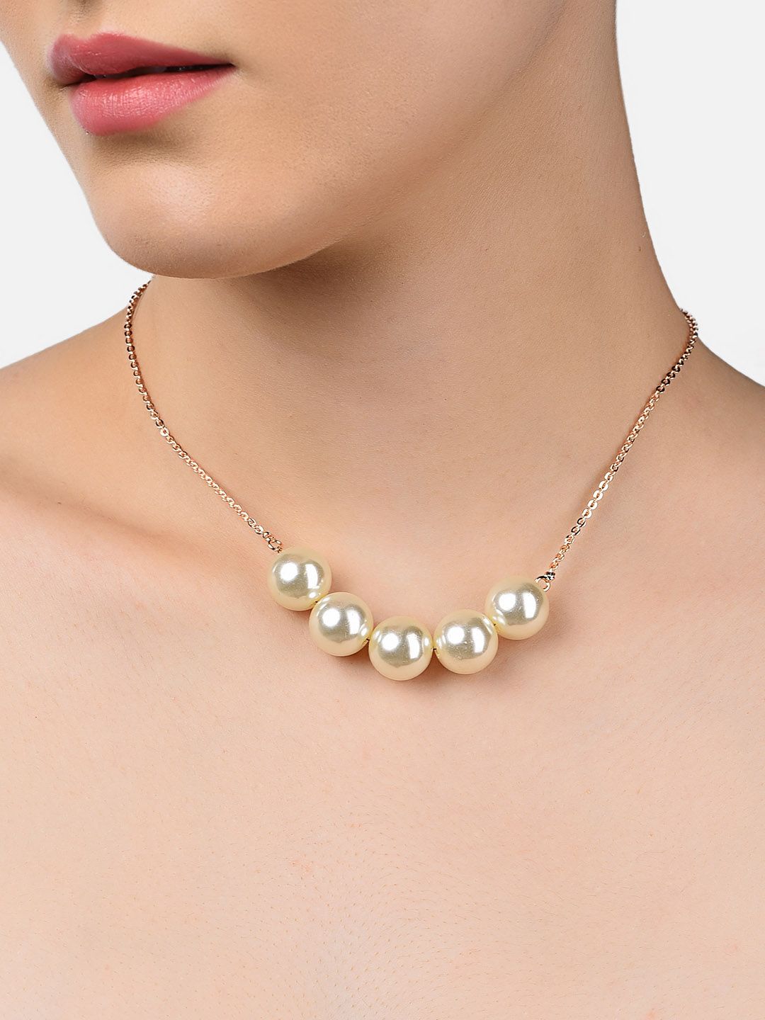 Zaveri Pearls Woman Gold-Toned & White Gold-Plated Necklace Price in India