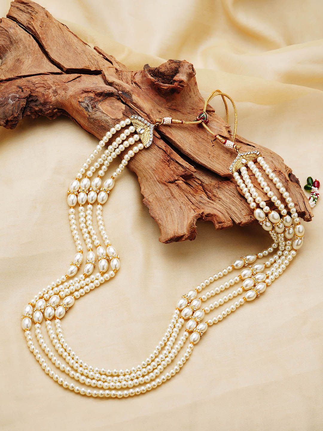 Zaveri Pearls Women Gold Traditional Layered Pearls Necklace Price in India