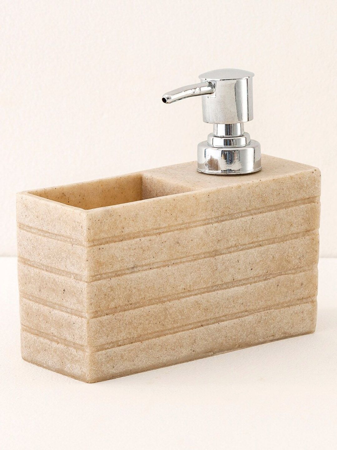 Home Centre Beige & Silver-Toned Textured Soap Dispenser With Scrub Price in India