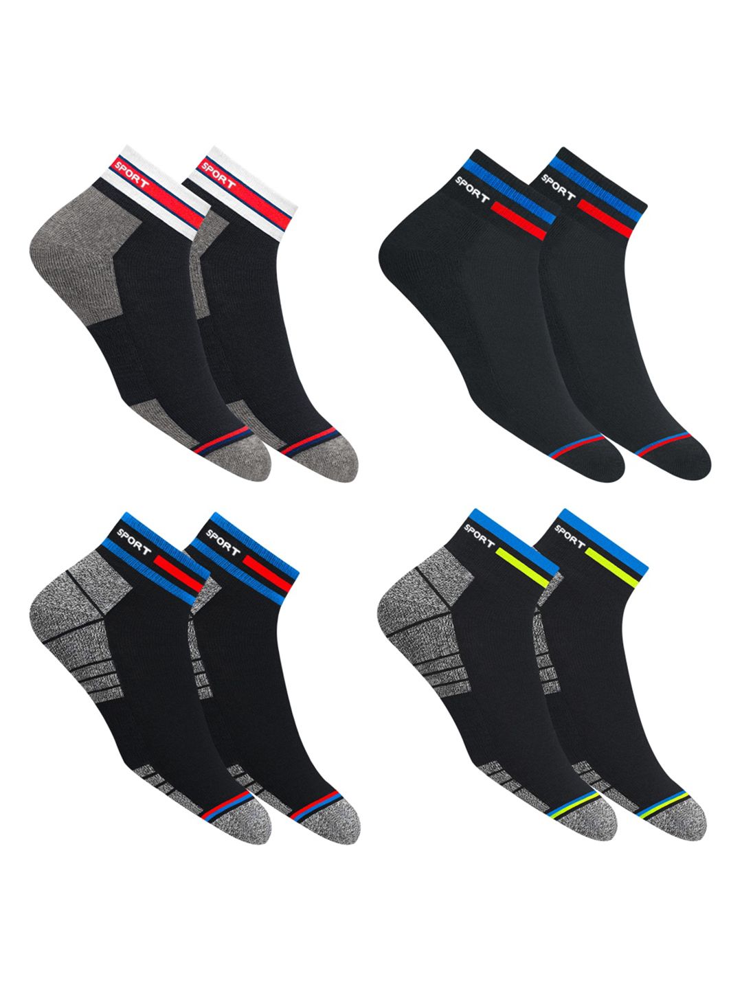 NAVYSPORT Originals Unisex Pair of 4 Cushion Cotton Ankle Socks