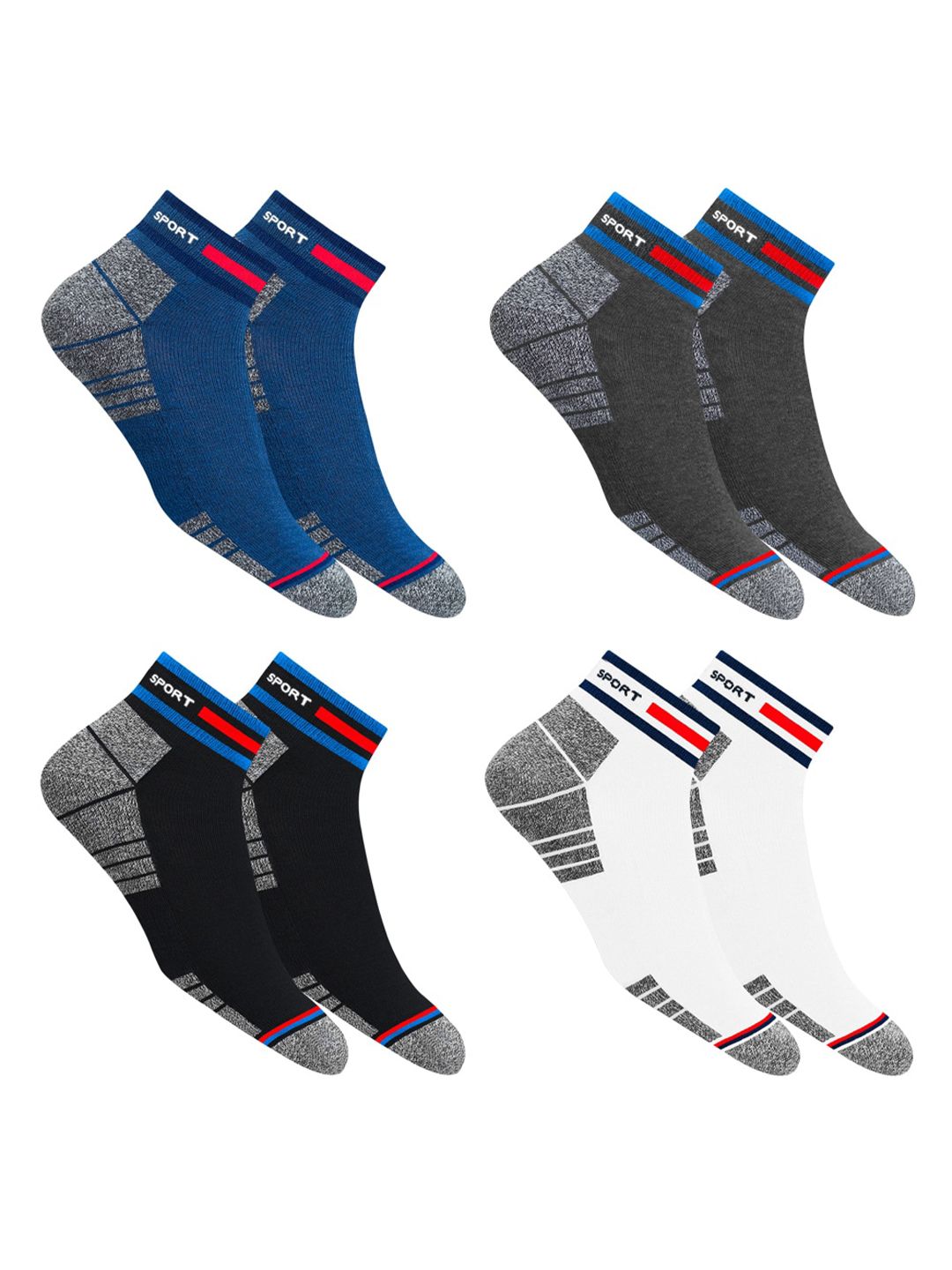 NAVYSPORT Unisex Pair of 4 Casual Cushion Cotton Ankle Socks