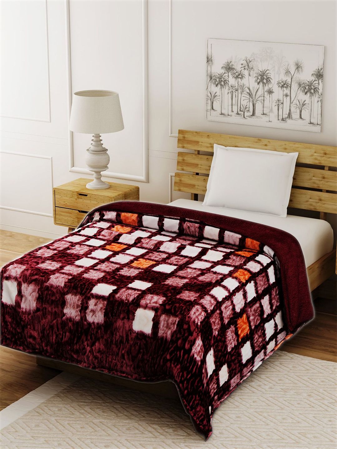 Spangle Multicoloured Checked Heavy Winter 400 GSM Single Bed Blanket Price in India