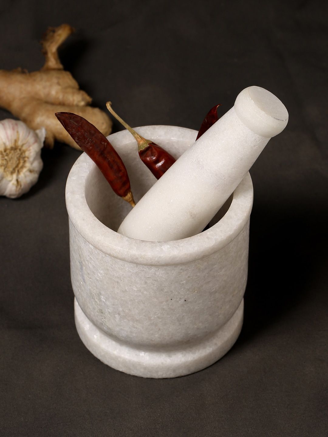 RDK White Solid Marble Mortar and Pestle Set Price in India