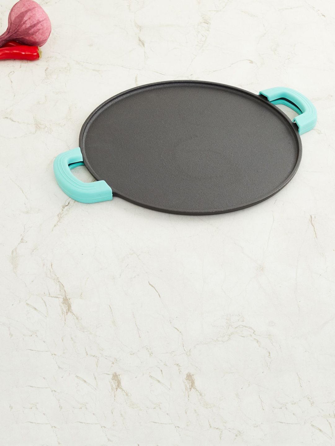 Home Centre Black & Turquoise Blue Solid Metal Dosa Tawa Price in India
