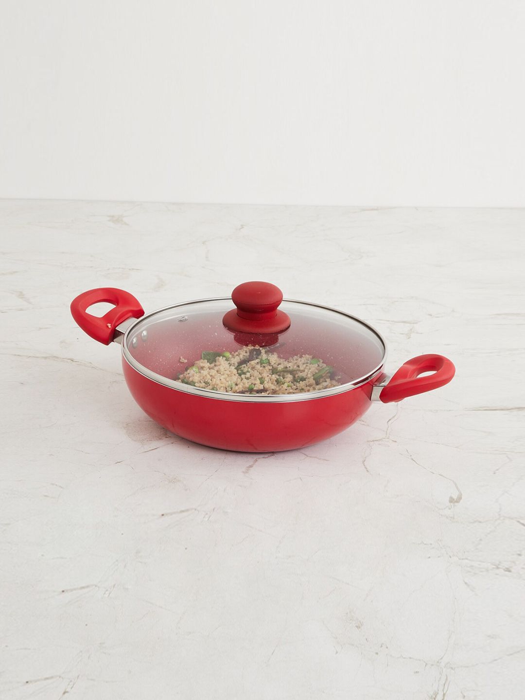 Home Centre Unisex Red Solid Aluminium Induction Kadhai with Lid- 3.5 L Price in India