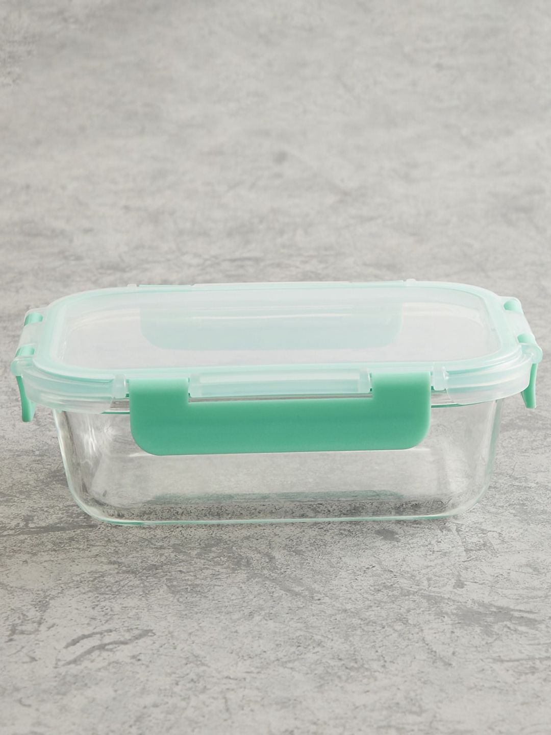 Home Centre Transparent & Sea Green Glass Food Container With Lid Price in India