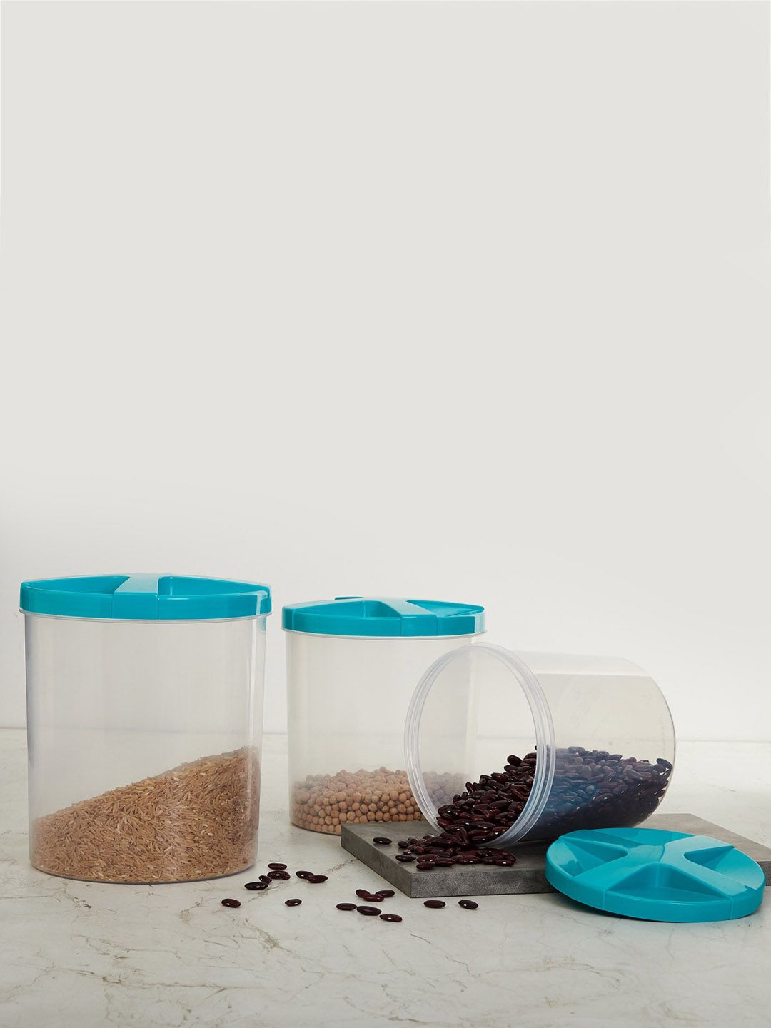 Home Centre Set of 3 Transparent & Blue Criss Cross Food Containers Price in India