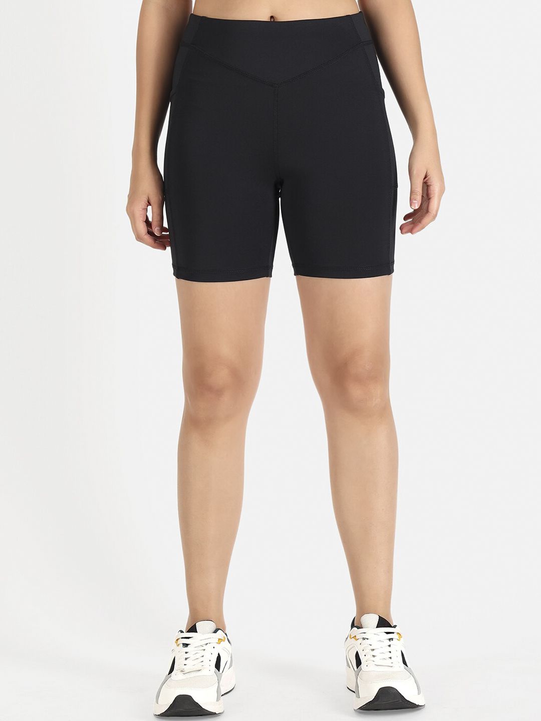 ATHLISIS Women Black Skinny Fit Sports Shorts Price in India