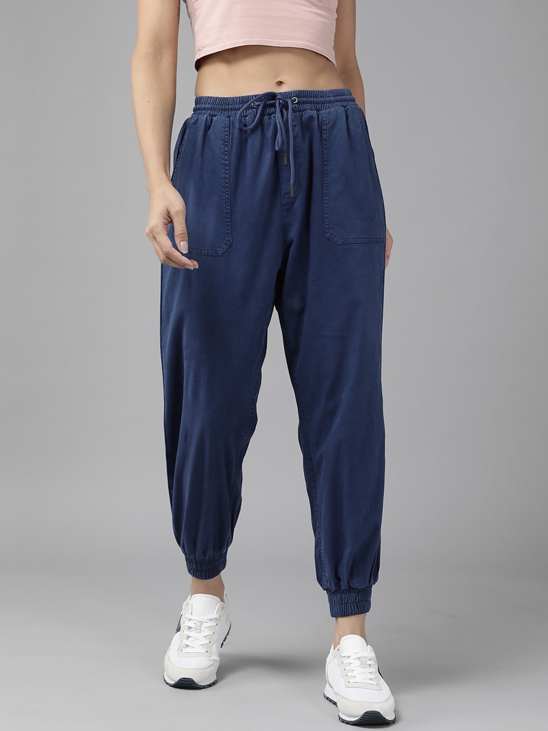 Roadster Women Blue Solid Joggers Price in India