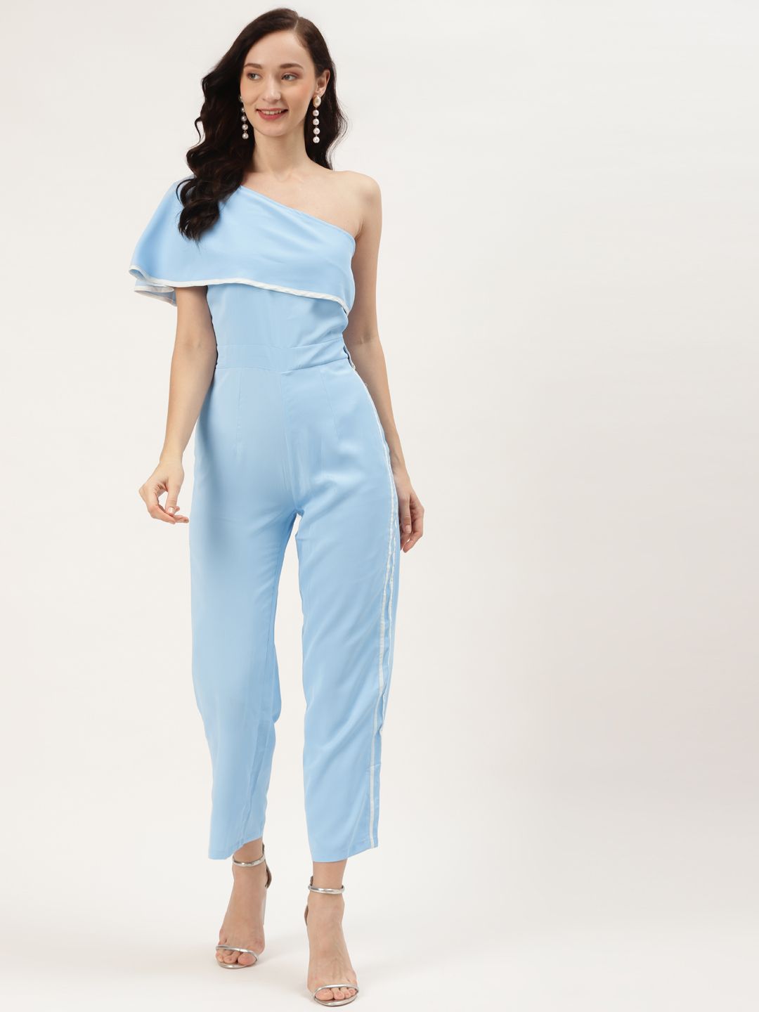 LABEL REGALIA Women Blue Jumpsuit with Ruffle Details Price in India