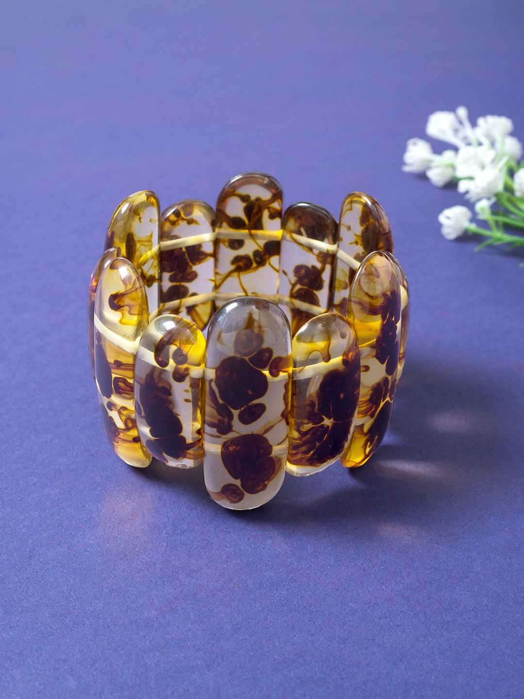 Golden Peacock Women Brown Handcrafted Elasticated Bracelet Price in India