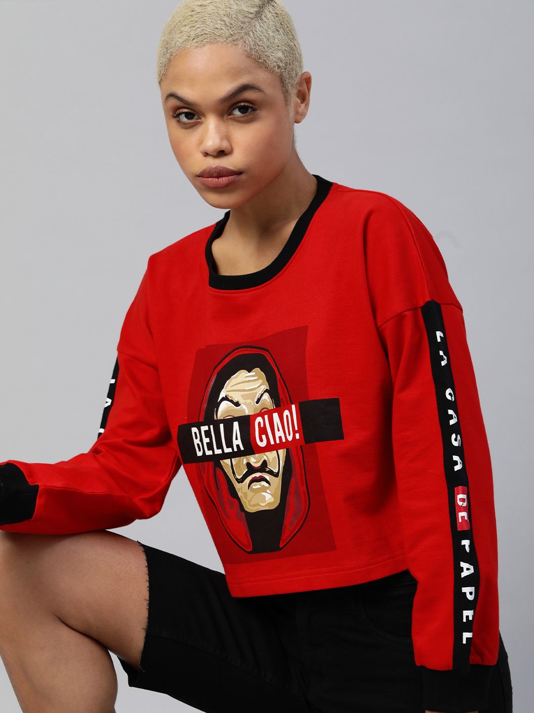 JUNEBERRY Women Red Bella Ciao Printed Sweatshirt Price in India