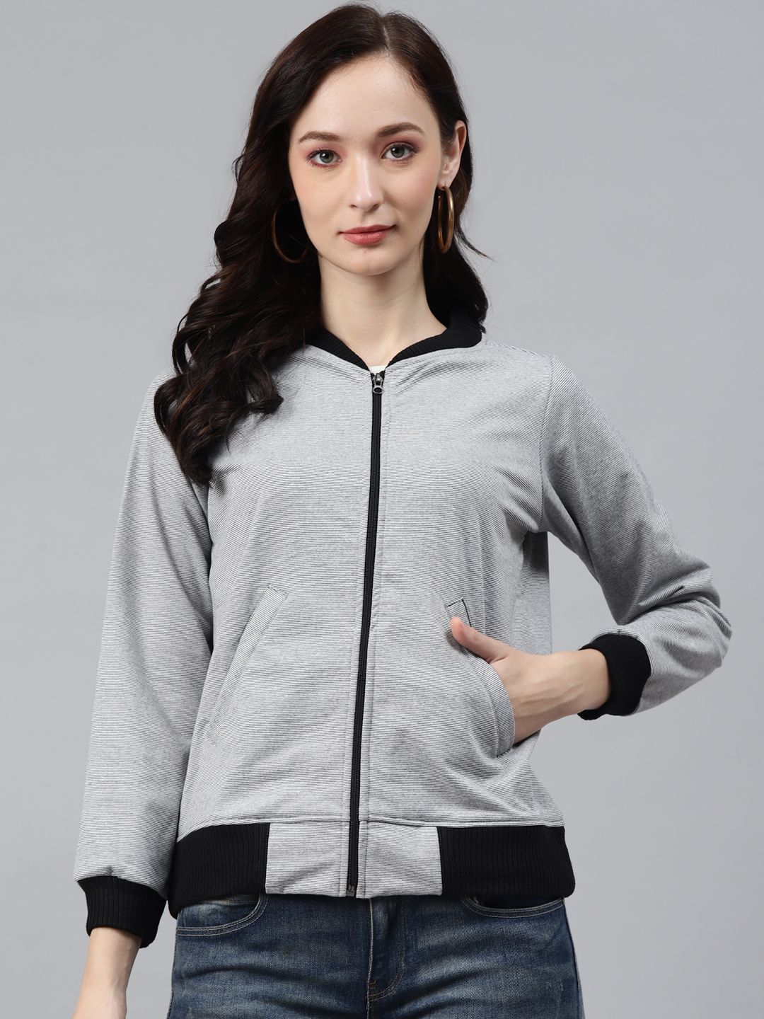 Ayaany Women Grey Acrylic Open Front Jacket Price in India