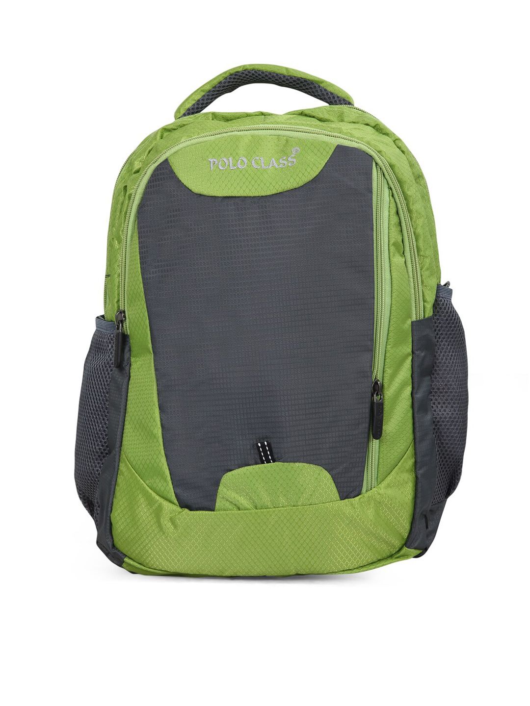 Polo Class Unisex Lime Green & Grey Colourblocked Backpack Price in India