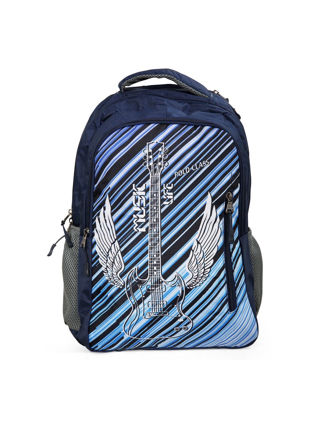 Polo Class Unisex Blue & Grey Digital Printed Backpack Price in India