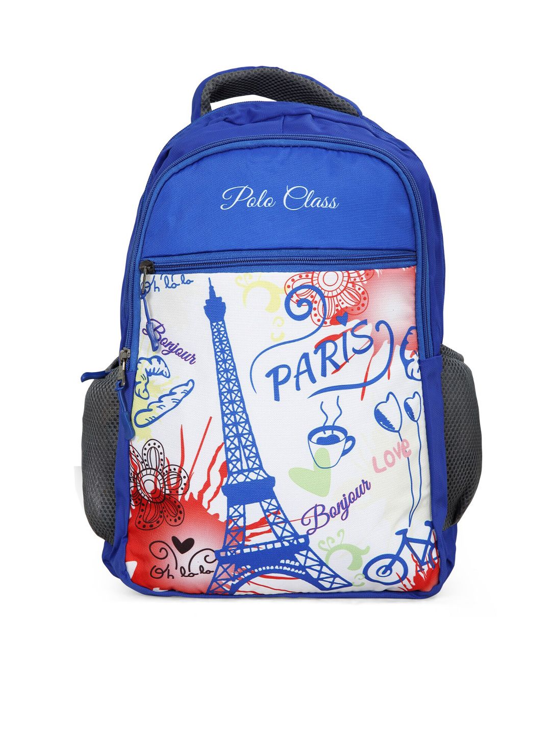 Polo Class Unisex Blue & White Printed Backpack Price in India