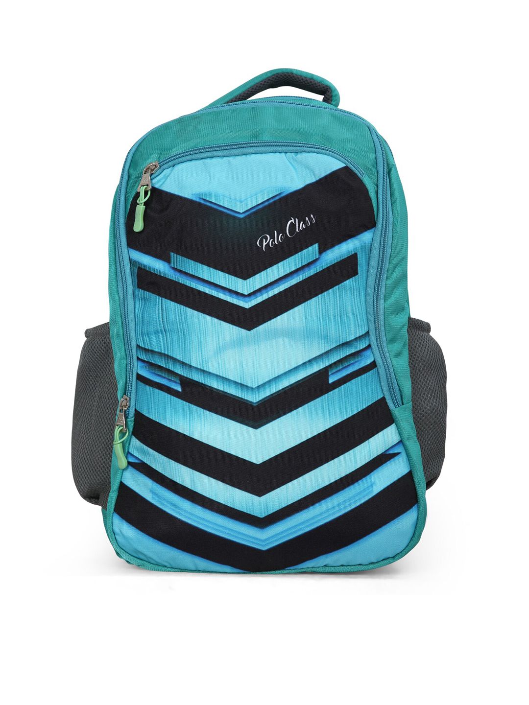 Polo Class Unisex Sea Green & Black Printed Backpack Price in India