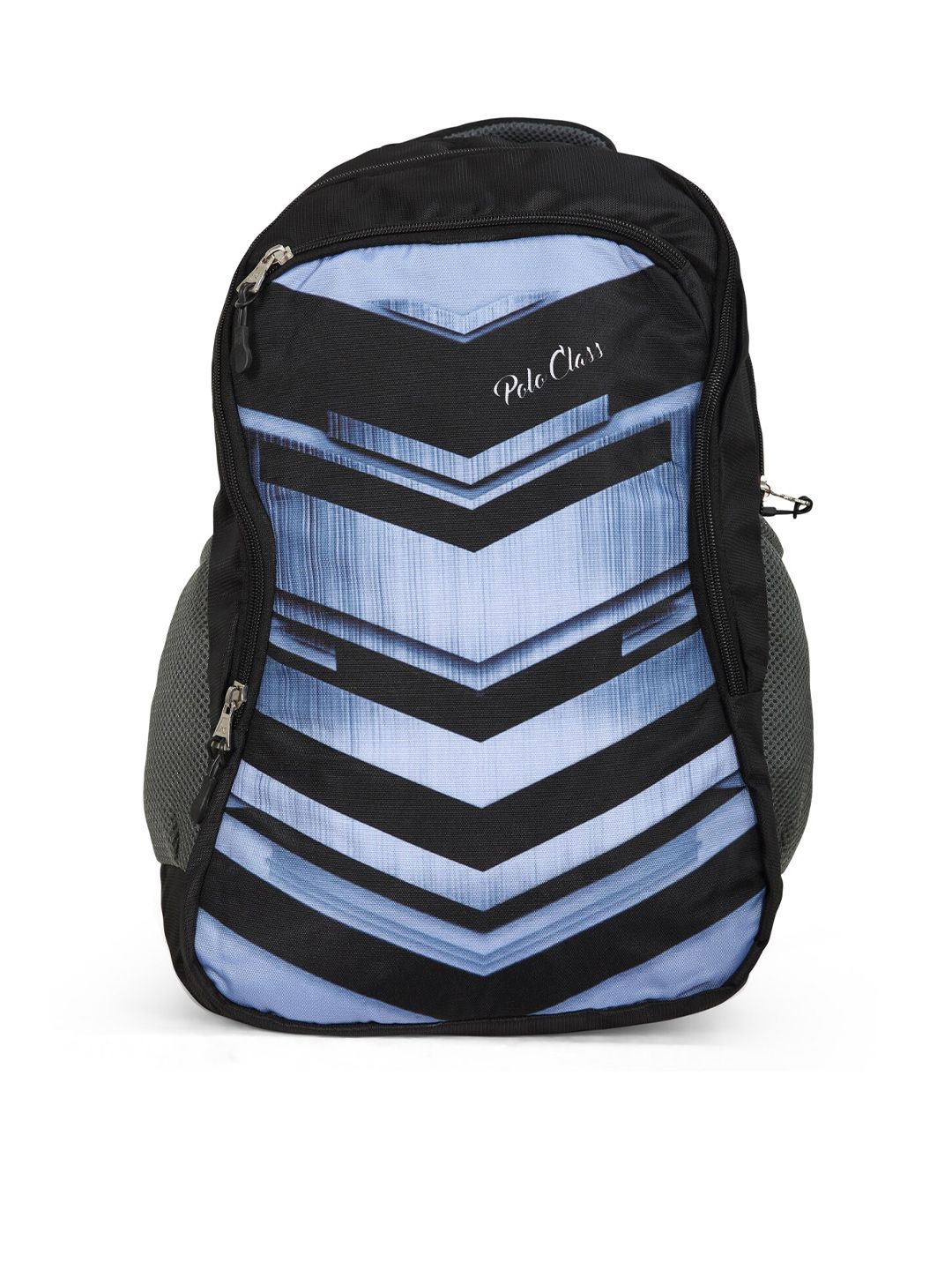 Polo Class Unisex Black & Blue Digital Geometric Printed Backpack Price in India