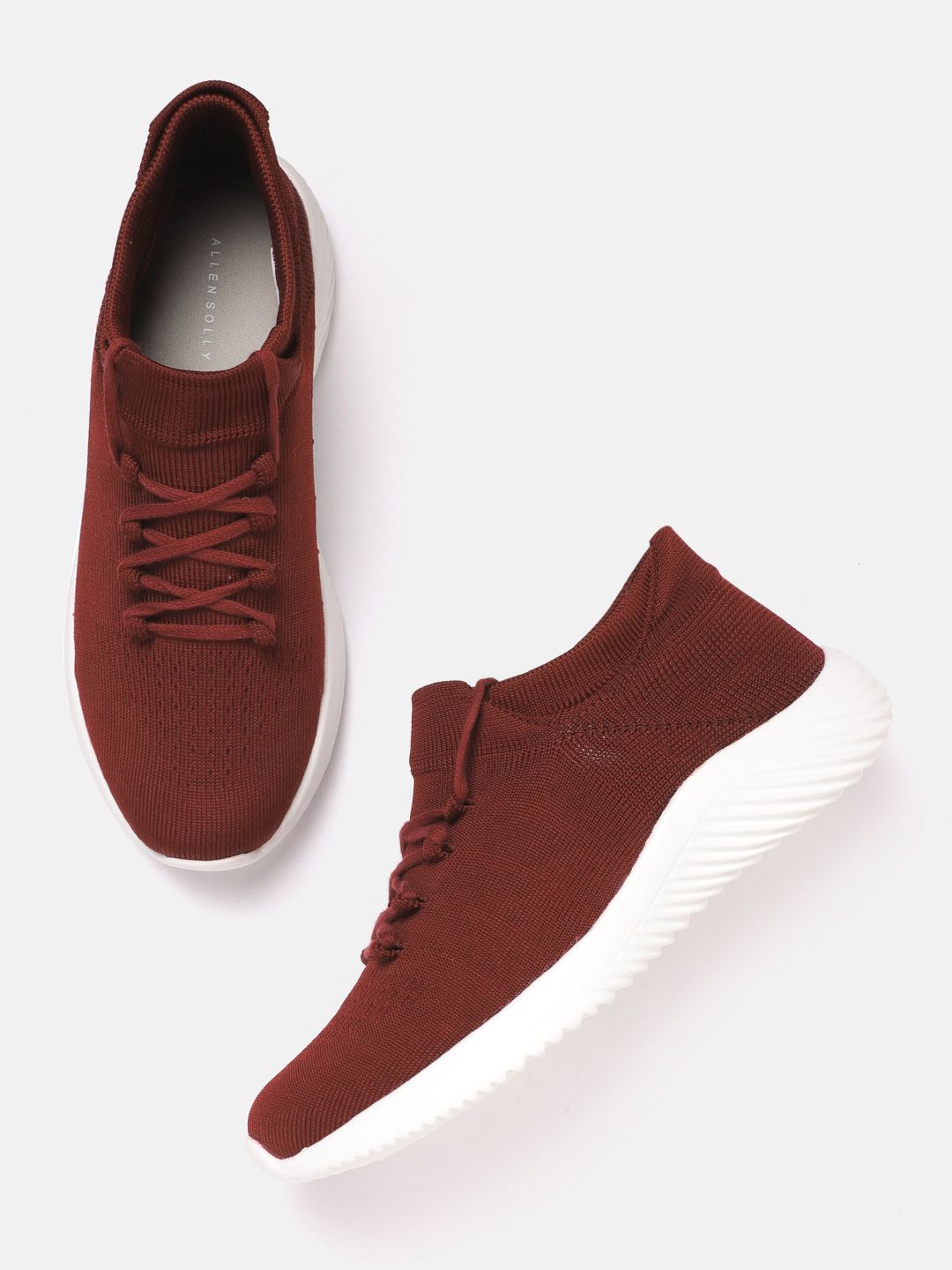 Allen Solly Women Maroon Woven Design Sneakers Price in India