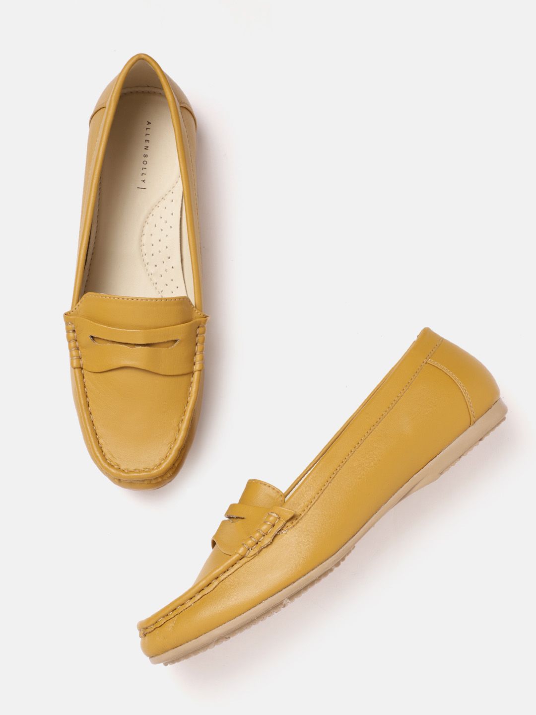 Allen Solly Women Mustard Solid PU Penny Loafers Price in India