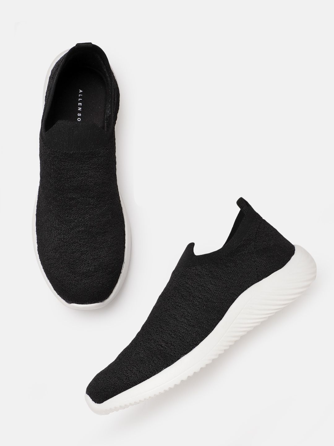 Allen Solly Women Black Knitted Slip-On Sneakers Price in India