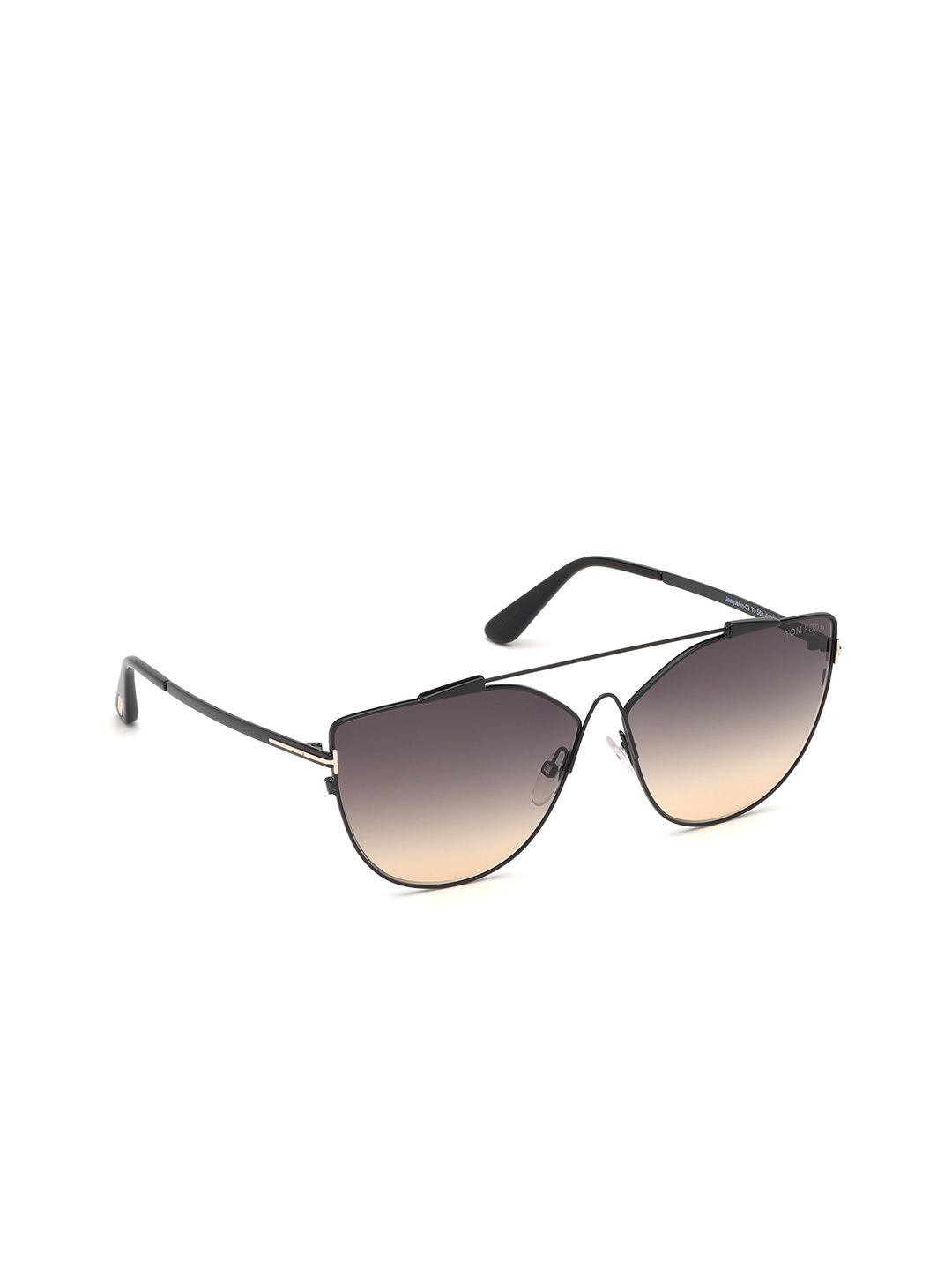 Tom Ford Women Grey Lens & Black Aviator Sunglasses FT0563 64 01B Price in India