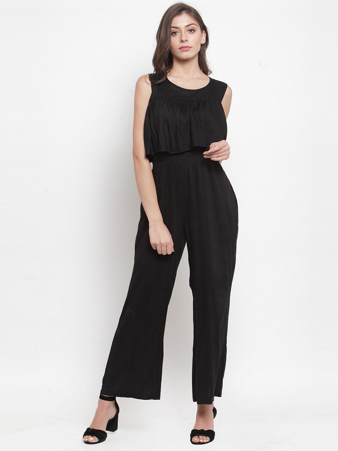 Purple State Black Basic Jumpsuit with Layered Price in India