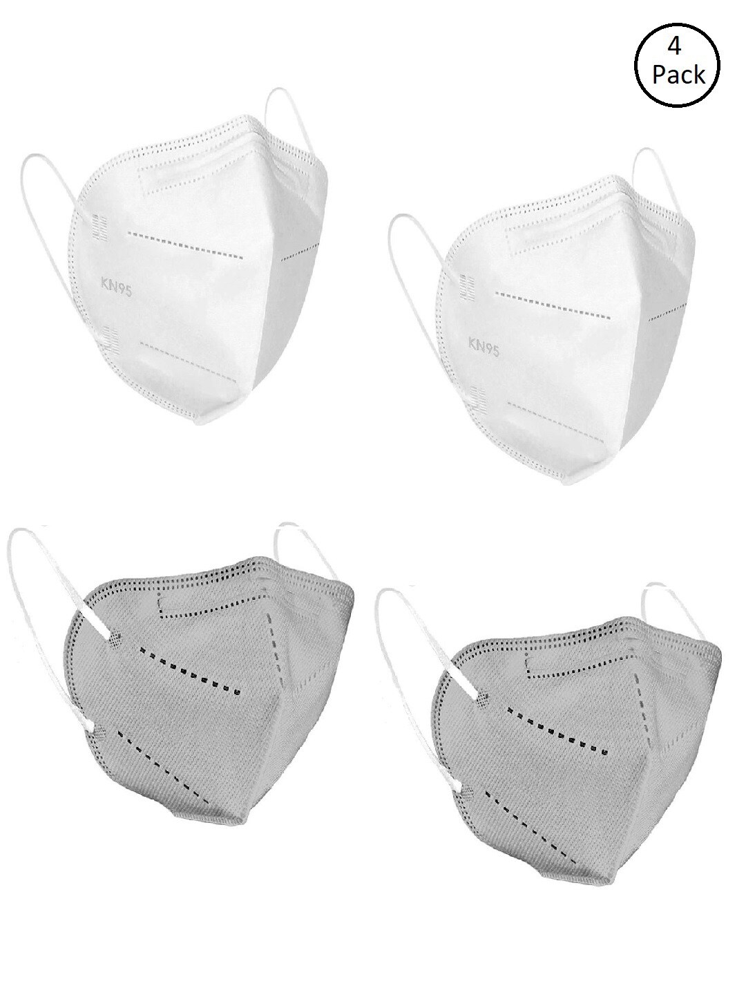 OOMPH Pack of 4 Anti-Pollution Reusable 5-Layer Mask | Color:Grey, White Price in India